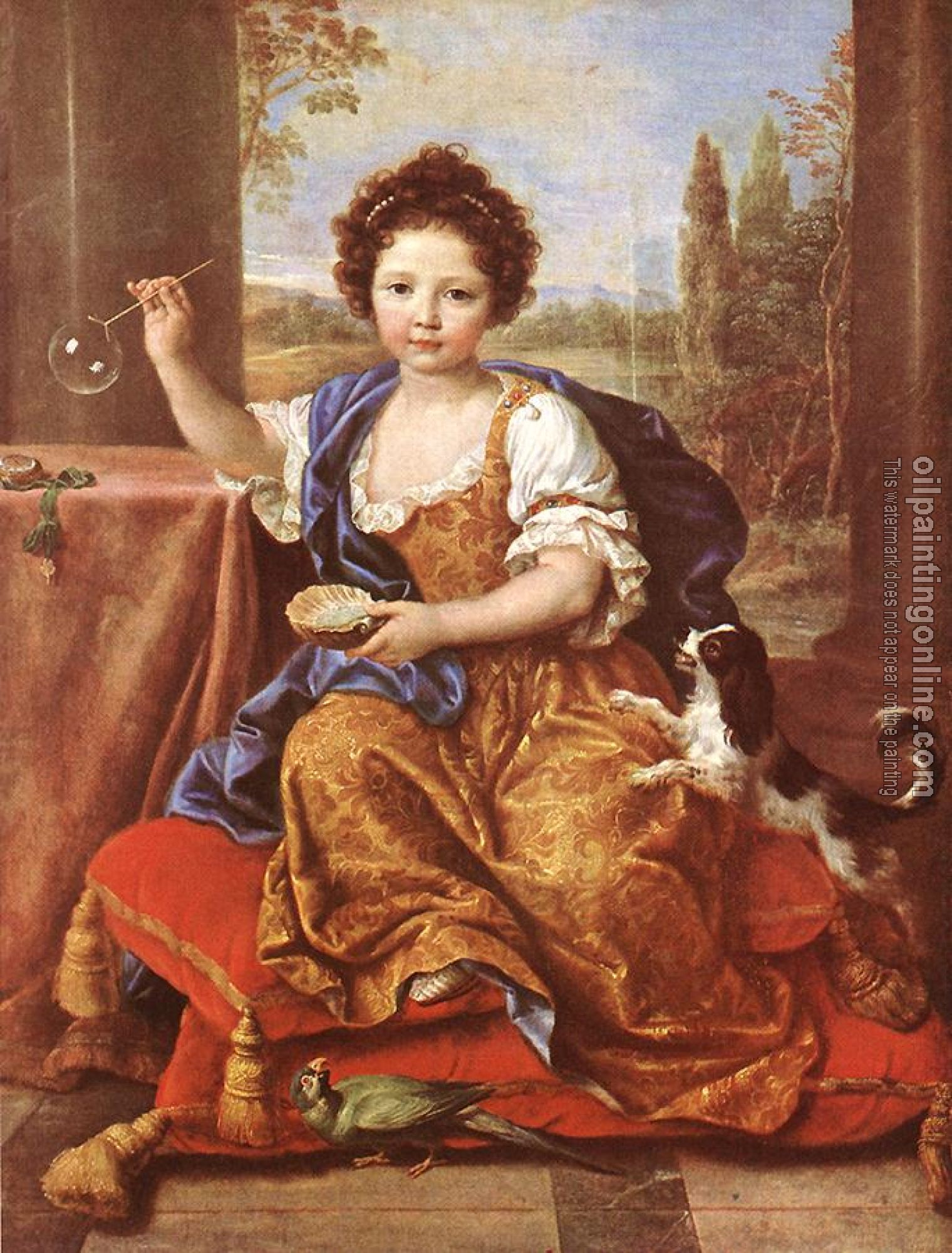 Mignard, Pierre - Girl Blowing Soap Bubbles